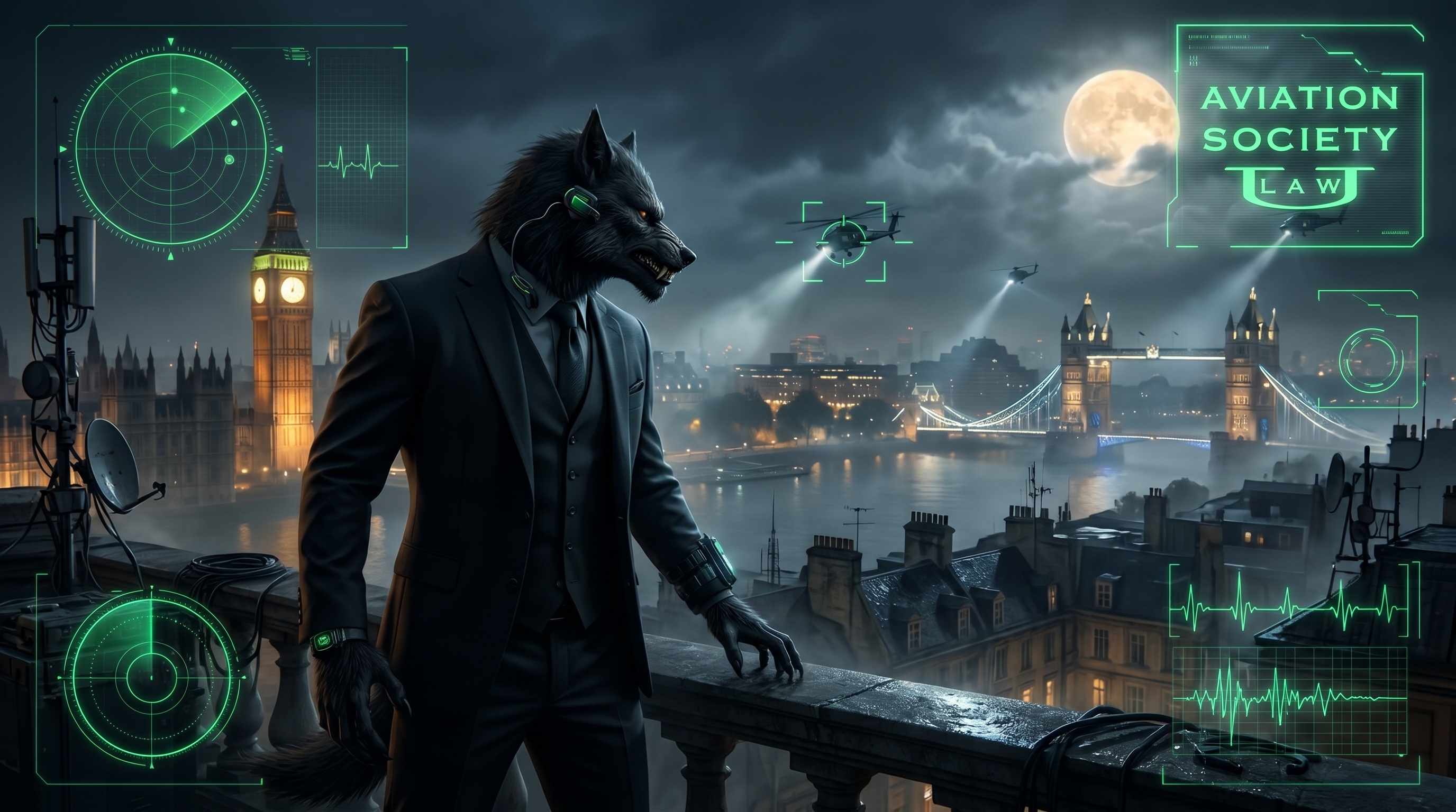 Sophisticated WereWolf spotted over London at night